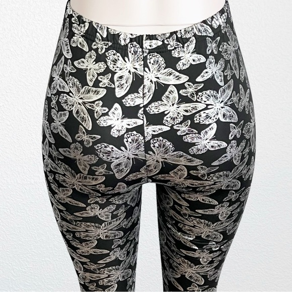 Goth Fairy Silver Butterfly print leggings OSFM - Picture 6 of 7